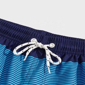 Pantalones cortos con cordón para hombre, Shorts con estampado a rayas, color sólido, informales, con logotipo personalizado, para playa y verano, OEM - Product Image 3