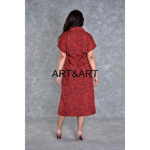 เดรสคอวีผ้าไหมสำหรับปาร์ตี้น่ารักน่ารักใหม่สวยลำลองระบายอากาศเป็นมิตรกับสิ่งแวดล้อมความยาวมิดิพิมพ์ลายดิจิตอลสีแดงไม่ซ้ำใคร - Product Image 5