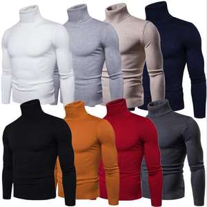 Pulls Slim Fit personnalisés pour hommes Pull à col roulé côtelé thermique et chaud pour hommes Vente en gros de tricots à col roulé à col montant pour hommes - Product Image 2