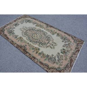 พรมขนแกะสไตล์ตุรกีโบราณสีเบจสีน้ำตาล3.8 x 7ft เย็บปะติดปะต่อกันพื้นที่ขนาดใหญ่สำหรับห้องโถงห้องนอนยางสี่เหลี่ยมห้องข้างเตียง - Product Image 2