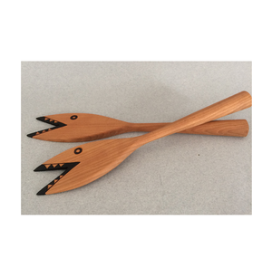 Antique Salad <b>Serving</b> <b>Tong</b> Best Selling Product Fish Design Daily Ware Use Restaurant Wooden <b>Tongs</b> Top Quality Product - Product Image 1