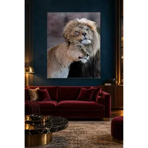 Impression sur toile colorée de lion et lionesse Fida se léchant le museau - Product Image 5