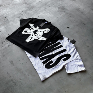 Peso pesado de gran tamaño 100% algodón 250 GSM tejido impreso personalizado hombres Baggy Boxy Fit apliques 3D letra bordada desgastada - Product Image 1