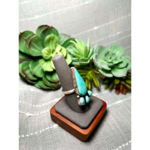 Navajo-Handmade #8 Turquoise & Sterling <b>Silver</b> <b>Statement</b> <b>Ring</b> Size 8.5 Fine Jewelry for Everyday Wear - Product Image 2