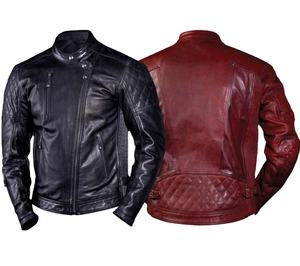 Blouson en cuir de moto unisexe de style classique, tailles américaines, col montant, veste en cuir personnalisée pour homme - Product Image 5
