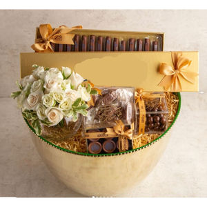 Bol à chocolat décoratif pour table de mariage Porte-bonbons Bol en métal argenté de qualité supérieure avec support en bois Bol pour traiteur de mariage - Product Image 3