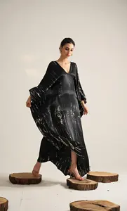 Relaxed and Fashionable Rayon Tie-Dye <b>Summer</b> Kaftan <b>Dress</b> for Women With V Neck, Full Body Cover up <b>Beach</b> Wear Long <b>Dress</b> - Product Image 2