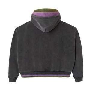 Conjunto Deportivo de Hombre 100% Algodón con Pedrería, Sudadera con Capucha Extra Grande, Pantalones Deportivos Cortos con Lavado Ácido, Cierre de Cremallera, Estilo Vintage Desgastado - Product Image 3