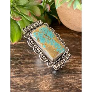 Alex Sanchez Royston Turquoise <b>Sterling</b> <b>Silver</b> <b>Ring</b> Size 7.5 Geometric Bezel <b>Set</b> - Product Image 3