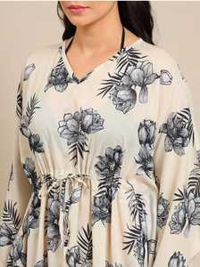 ชุดเดรสคลุมผ้าฝ้ายพิมพ์ลายดอกไม้สำหรับผู้หญิงชุดคาฟตันคอตตอนลายดอกไม้ฟรีไซส์/คาฟตัน - Product Image 4