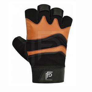Unisex Black Brown Polyester Leather <b>Fitness</b> <b>Gloves</b> for Sports Exercise Weight Lifting Gym Training Bodybuilding Workout - Product Image 2