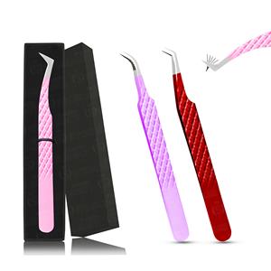 Juego de pinzas para extensión de pestañas con punta empolvada de diamante de agarre ligero Capas finas gruesas de acero inoxidable Pinzas para pestañas - Product Image 6