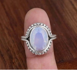 <b>Angel</b> Aura Quartz Ring 925 Sterling Silver Handmade Faceted Oval Quartz Filigree Split Band Women Ring - Product Image 1