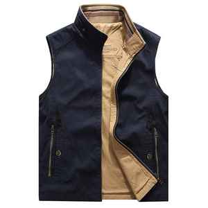 Printemps gilet décontracté hommes Double face porter lâche pur coton respirant veste automne sans manches gilets T - Product Image 1