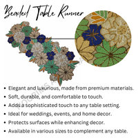 Chemin de table à motifs floraux, chemin de table moderne brodé multicolore idéal pour la décoration de table Décoration intérieure Dessous de verre perlé Design de tapis