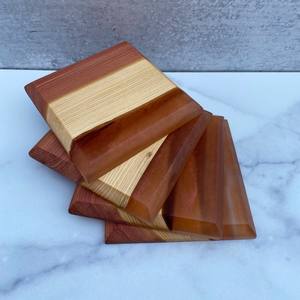 ที่รองแก้วไม้อะคาเซียทรงสี่เหลี่ยมหรูหราแผ่นไม้อีพ็อกซี่เรซินอุปกรณ์ป้องกันถ้วยชากาแฟแบบอาร์ตเดคโค | ตกแต่งบ้านสำนักงาน - Product Image 3