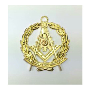 MASON MASTER GRAND OF CEREMONIES BLUE LODGE COLLAR JEWEL GOLD <b>METAL</b> GRAND TYLER COLLAR JEWEL IN GOLD TONE NEW TOP Freemason - Product Image 2