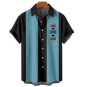 Camisa Vintage para Hombre, Camisa Polo a Rayas con Patrón de Moda, Tops, Ropa de Verano para Hombre, Camisas con Botones de Manga Corta - Product Image 5