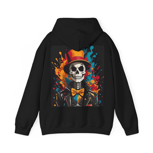 Ropa informal unisex Sudadera con capucha mezclada de algodón gris con diseño de esqueleto en la espalda Sudadera con capucha 100% algodón básico sudaderas con capucha para hombres - Product Image 4