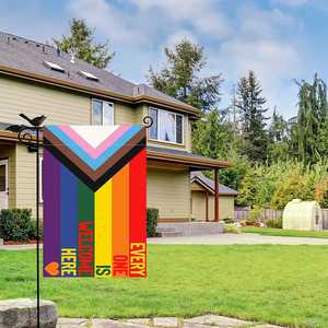 Paquete de 2 Banderas de Jardín Progress Pride, Todos son Bienvenidos Aquí, LGBT, 12x18 Pulgadas, Doble Cara, Banderas LGBTQ Transgénero Gay - Product Image 3