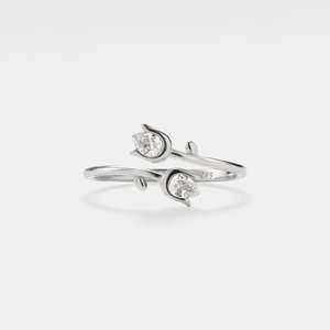 Anillo Apilable con Diseño de Flor de Tulipán, Anillo Único de Plata de Ley 925 con Moissanita de Corte Pera, Chapado en Oro, Regalo para Fiesta de Compromiso - Product Image 3