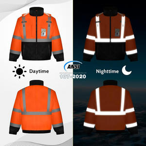 Logo personnalisable veste de sécurité Softshell haute visibilité matériau Oxford réfléchissant imperméable pour les travailleurs de la construction routière - Product Image 2