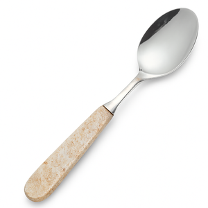 Cuchara para servir con mango de resina de efecto mármol crema, cuchara de comida Premium de acero inoxidable, vajilla elegante, cubiertos recién llegados - Product Image 4