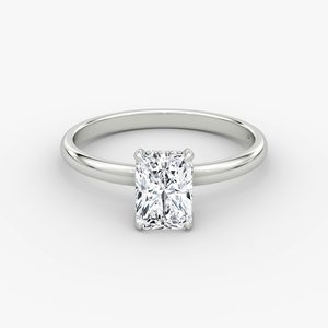 Bague de fiançailles en argent 925 avec moissanite taille émeraude classique, halo caché - Product Image 2