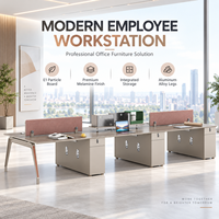 Postes de travail modulaires modernes pour 6 personnes avec cloison de séparation pour bureaux ouverts d'entreprise - Vente en gros