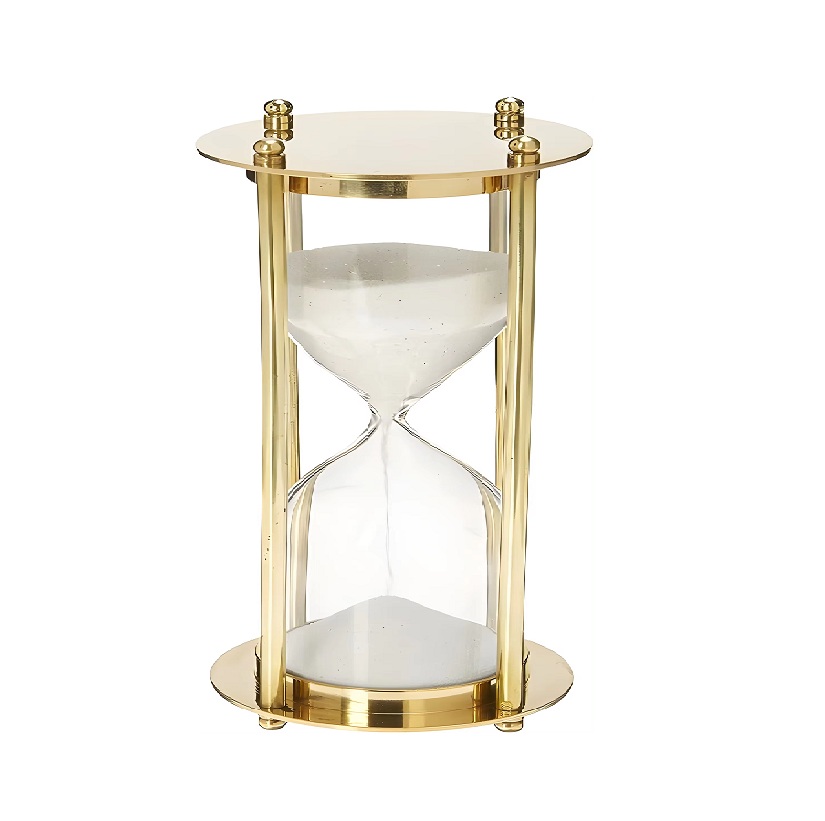 ANCIEN SABLIER NAUTIQUE vintage maritime laiton et verre imprimé échecs