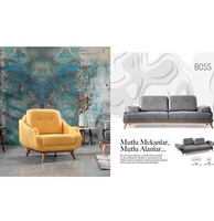 Fauteuil Chesterfield convertible moderne de luxe en tissu, fabriqué à la main par une usine de meubles turque, extensible 3-2-1 places, pour la maison et l'hôtel