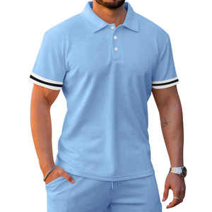 Conjunto de pantalones cortos de verano para hombre 100% algodón al por mayor trajes formales camisas polo de golf conjunto de pantalones cortos de dos piezas para hombre - Product Image 6