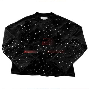 Vente en gros de sweatshirt avec logo personnalisé pour hommes, dernier modèle de sweatshirt avec strass, meilleure vente pour hommes - Product Image 3