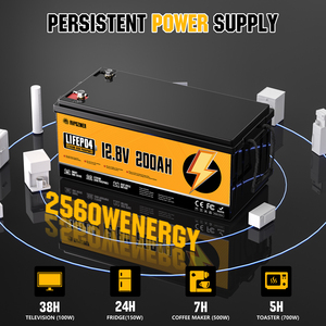 Batterie LiFePO4 à État Solide Rvpozwer 12V 200AH pour Stockage d'Énergie de Secours en Extérieur pour VR, Alimentation Électrique, 4000 Cycles, -60-40°C, Garantie 3 Ans - Product Image 5