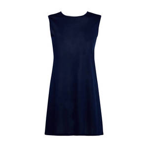 Navy Sleeveless <b>Spaghetti</b> <b>Strap</b> Petticoat Tunic-Casual Elegant Solid Lined Spandex Top for Spring Autumn Day Parties - Product Image 1