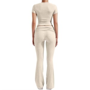 Sporty 100% Cotton Breathable Tracksuit for <b>Women</b> Two Piece Set with Long Sleeve Sweatshirt Jogger <b>Pants</b> for Fitness or <b>Lounge</b> - Product Image 4