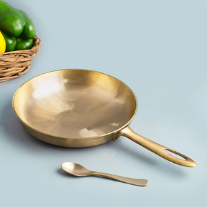 Brass Metal Fry <b>Pan</b> With Long Handle Gold Polish For Home Kitchen Cookware Stovetop Cooking <b>Pan</b> Durable Frying <b>Pans</b> - Product Image 1