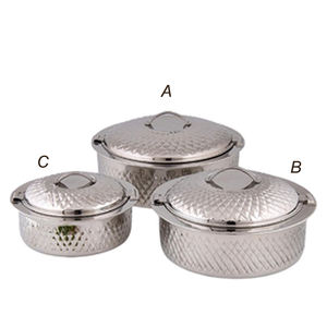 Juego de Ollas Calientes de Acero Inoxidable Plateado de 3 Piezas Hecho en India, Más Vendido y de Alta Calidad, Redondo - Product Image 1