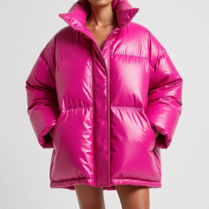 Femmes doudoune rembourré vestes nouveau hiver tique chaud matelassé pardessus dames fermeture éclair longue bouffante vêtements d'extérieur femmes - Product Image 4