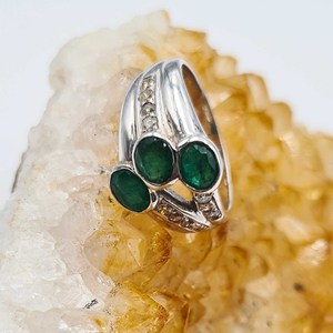 Anillo ovalado de esmeralda de plata 925, anillo de plata con piedras preciosas de Esmeralda Natural, joyería, anillo impermeable - Product Image 2
