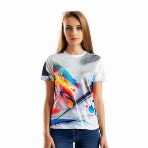 T-shirts à manches courtes en mélange de polyester et de coton doux imprimés sur mesure pour hommes, tissu tricoté par sublimation, motifs dynamiques pour le confort - Product Image 2