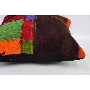 Kilim de lana multicolor, almohada decorativa de 18x18 pulgadas tejida con patrón de hojas esponjosas Vintage, cojín de acento de 16x16 - Product Image 5