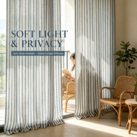Rideau de cabane en bois de style japonais, rideau de confidentialité en coton transparent, motif rayé, protection solaire, lavable en machine, usage domestique