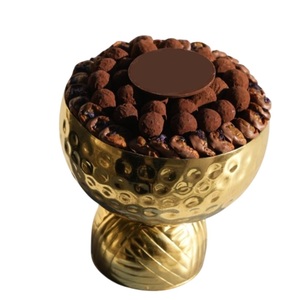 Elegant <b>White</b> Metal <b>Chocolate</b> Bowl With Gold Rim & Pedestal Stand Perfect For Wedding Party Desserts & Home Decor Display - Product Image 3