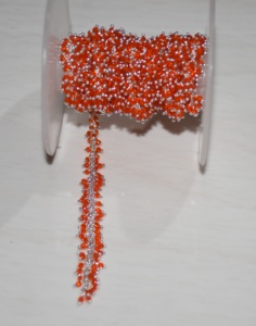 Chaîne de chapelet de perles Hydro de quartz orange enveloppée de fil plaqué argent de qualité supérieure, chaîne de perles de chapelet épais pour la recherche de bijoux - Product Image 5