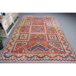 Tapis vintage, tapis turc 6,46x10 pieds, tapis persan en laine rouge - Product Image 3