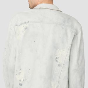 Wholesale OEM Men Denim Jacket High Quality Washed Vintage Cotton <b>Button</b> Fly Casual Oversized Jacket for Men - Product Image 6