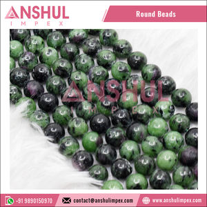 Cuentas Sueltas Brillantes de Alta Calidad al por Mayor, Hilo de 15 Pulgadas de Largo, Piedra Preciosa Natural de Zoisita Rubí de 10 mm, Redonda, Modelo RB-RUBZ-10 de Anshul Impex - Product Image 3