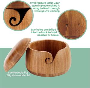 Offre Spéciale bol de fil en bois fait à la main support de crochet en bois personnalisé meilleure vente bol de laine en bois de luxe de qualité supérieure - Product Image 3