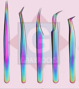 Pince à épiler réutilisable multi-couleurs en acier inoxydable pour extension de cils de qualité supérieure - Product Image 3